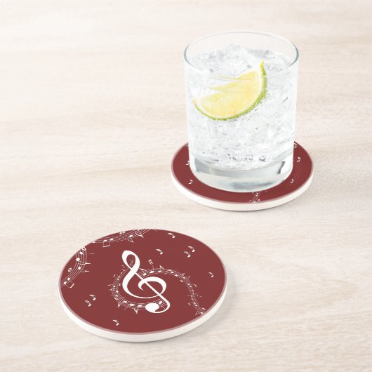 Dessous De Verre En Grès Musique de clé de sol climaxique rouge (Côté)