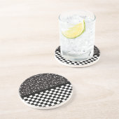 Dessous De Verre En Grès Musique et damier noir et blanc (Côté)