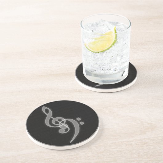 Dessous De Verre En Grès Musique - Treble et Bass Clef - Sandstone Dessous (Côté)