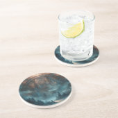 Dessous De Verre En Grès Mystic Gothic Steampunk Art - Blue Copper Patina  (Côté)