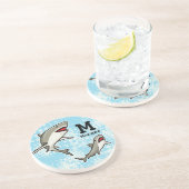 Dessous De Verre En Grès Nager, ajouter le nom et le monogramme de l'enfant (Côté)