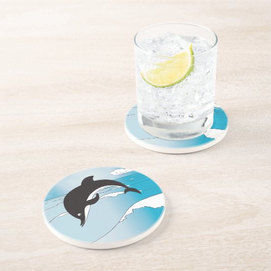 Dessous De Verre En Grès Nager Avec Les Dauphins (Côté)