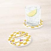 Dessous De Verre En Grès Nana Mia Retro Groovy Checkerboard and Cherry (Côté)