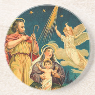 Dessous De Verre En Grès Nativité de Noël victorienne