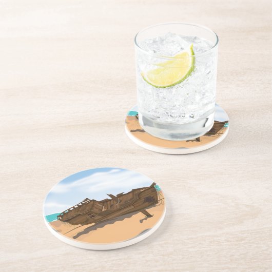 Dessous De Verre En Grès Naufrage Échoué (Côté)