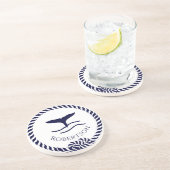 Dessous De Verre En Grès Nautique nom côtier Voilier Baleine Marine Bleu (Côté)