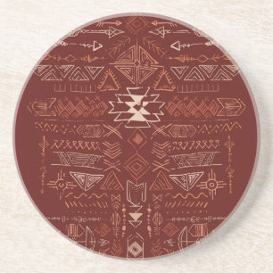 Dessous De Verre En Grès Navajo Aztec : Ethnic Doodle Motif.