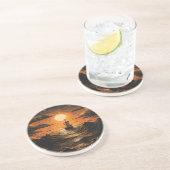 Dessous De Verre En Grès Navire naviguant la nuit (Côté)