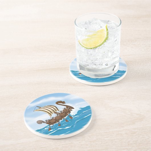 Dessous De Verre En Grès Navire Viking (Côté)