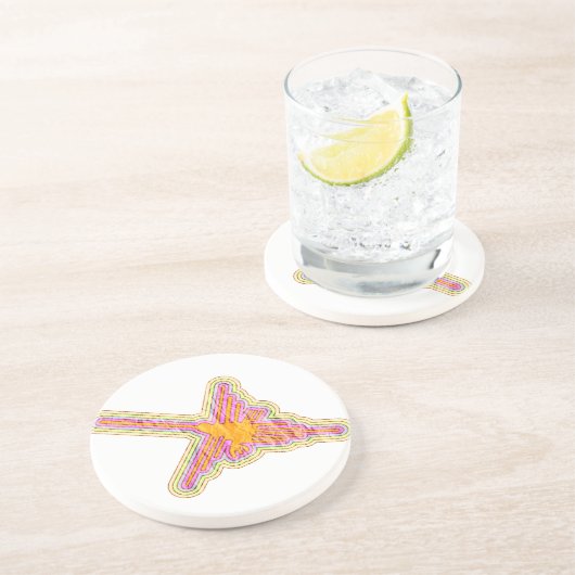 Dessous De Verre En Grès Nazca Lignes Colibri Avec Effet Papier Rincé (Côté)