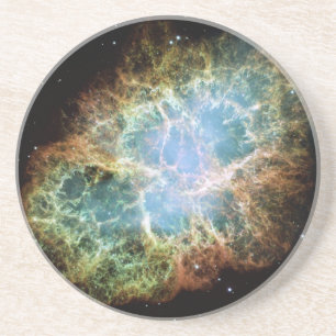 Dessous De Verre En Grès Nébuleuse de crabe turquoise