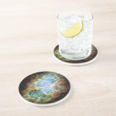 Dessous De Verre En Grès Nébuleuse de crabe turquoise (Côté)