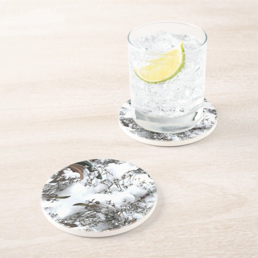 Dessous De Verre En Grès Neige Abstraite (Côté)