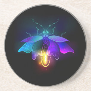 Dessous De Verre En Grès Neon Firefly sur noir