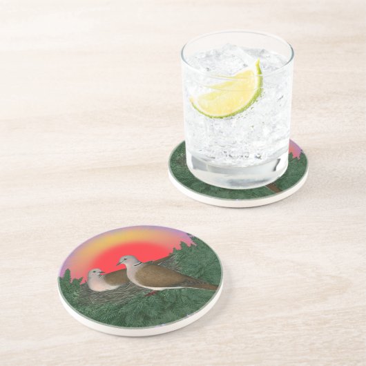 Dessous De Verre En Grès Nesting Doves (Côté)