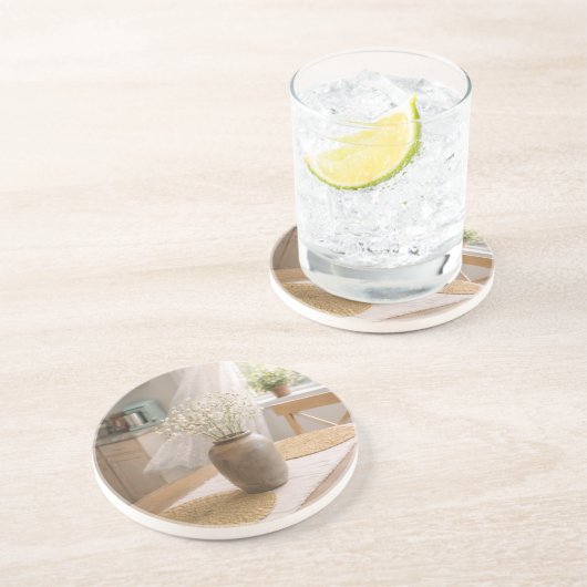 Dessous De Verre En Grès Neutral Farmhouse Floral Coasters (Côté)