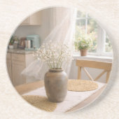 Dessous De Verre En Grès Neutral Farmhouse Wildflower Floral Sandstone (Devant)