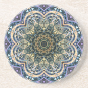 Dessous De Verre En Grès New Age Bohemian Yoga Bleu Purple Mandala