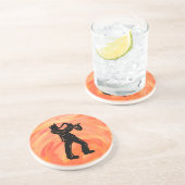 Dessous De Verre En Grès New York Boogie Nights Saxophone Orange (Côté)