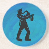 Dessous De Verre En Grès New York Boogie Nuits Saxophone Bleu (Devant)