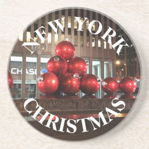 Dessous De Verre En Grès New York Christmas NYC Red Holiday Balls Sixième A