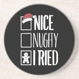 Dessous De Verre En Grès Nice Naughty J'Ai Essayé Père Noël Naughty List No