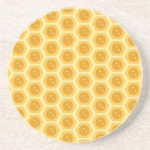 Dessous De Verre En Grès Nid d'abeille sur jaune