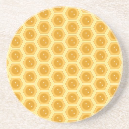 Dessous De Verre En Grès Nid d'abeille sur jaune (Devant)