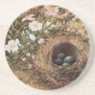Dessous De Verre En Grès Nid d'oiseau et Roses de chien par John William Hi