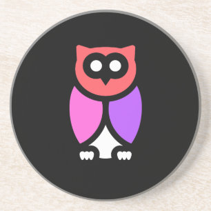 Dessous De Verre En Grès Night Owl, Beau rose & rouge, Pop Art Abstrait