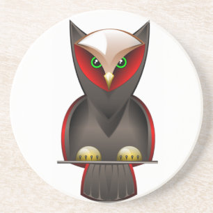 Dessous De Verre En Grès Ninja Owl en rouge vert et Brown
