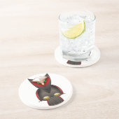 Dessous De Verre En Grès Ninja Owl en rouge vert et Brown (Côté)