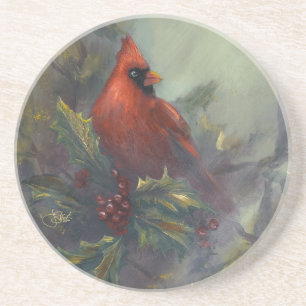 Dessous De Verre En Grès "Noël arrive" Cardinal