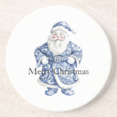 Dessous De Verre En Grès Noël blanc chic Père Noël (Devant)