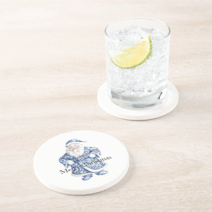 Dessous De Verre En Grès Noël blanc chic Père Noël