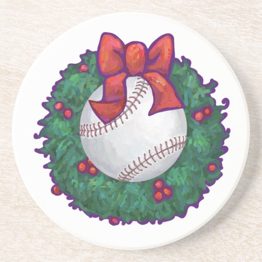 Dessous De Verre En Grès Noël de baseball (Devant)