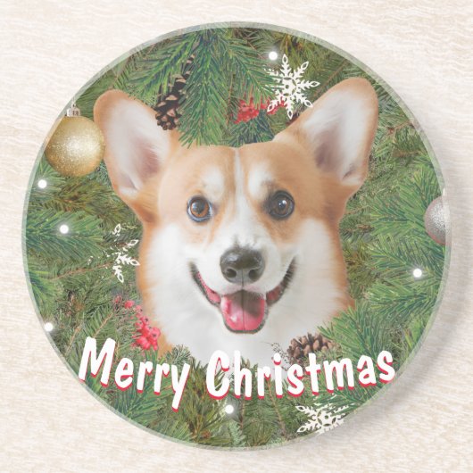 Dessous De Verre En Grès Noël de Corgi (Devant)
