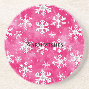 Dessous De Verre En Grès Noël des Flèches de neige en verre rose