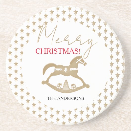 Dessous De Verre En Grès Noël en bois Rocking Horse (Devant)