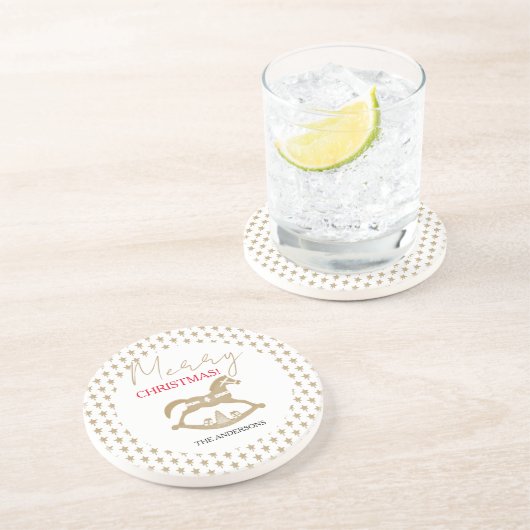 Dessous De Verre En Grès Noël en bois Rocking Horse (Côté)