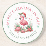 Dessous De Verre En Grès Noël en Flamant rose juillet<br><div class="desc">Envisagez une scène charmante où un délicieux flamant rose, orné d'un chapeau de Père Noël festif, pose gracieusement à côté d'un éventail d'étoiles de mer, de coquillages et de coraux. L'ensemble est baigné d'harmonieuses nuances de vert et de rose, ce qui en fait le motif idéal pour fêter Noël en...</div>
