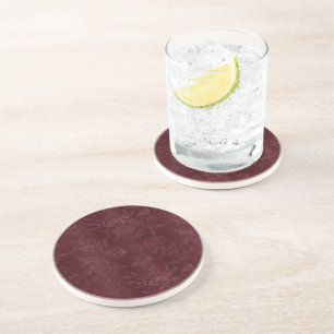 Dessous De Verre En Grès Noël floral bordeaux rouge profond