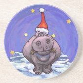Dessous De Verre En Grès Noël Hippopotame (Devant)