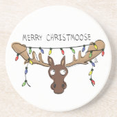 Dessous De Verre En Grès Noël Moose mignonne drôle animal de vacances (Devant)