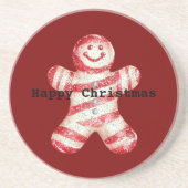 Dessous De Verre En Grès Noël Rouge Blanc Peppermenthe Gingerbread Cookie (Devant)