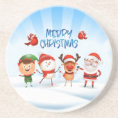 Dessous De Verre En Grès Noël Rudolf Le renne et les amis (Devant)