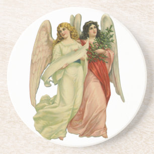 Dessous De Verre En Grès Noël vintage, Ange victorien antique découpé