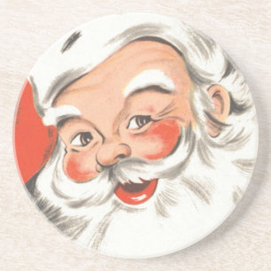 Dessous De Verre En Grès Noël Vintage, Jolly Santa Claus avec Smile