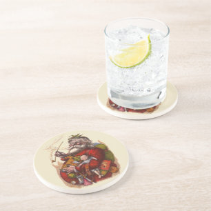 Dessous De Verre En Grès Noël vintage, jouets en pipe de Père Noël victorie