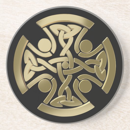 Dessous De Verre En Grès noeud d'or celtique (Devant)